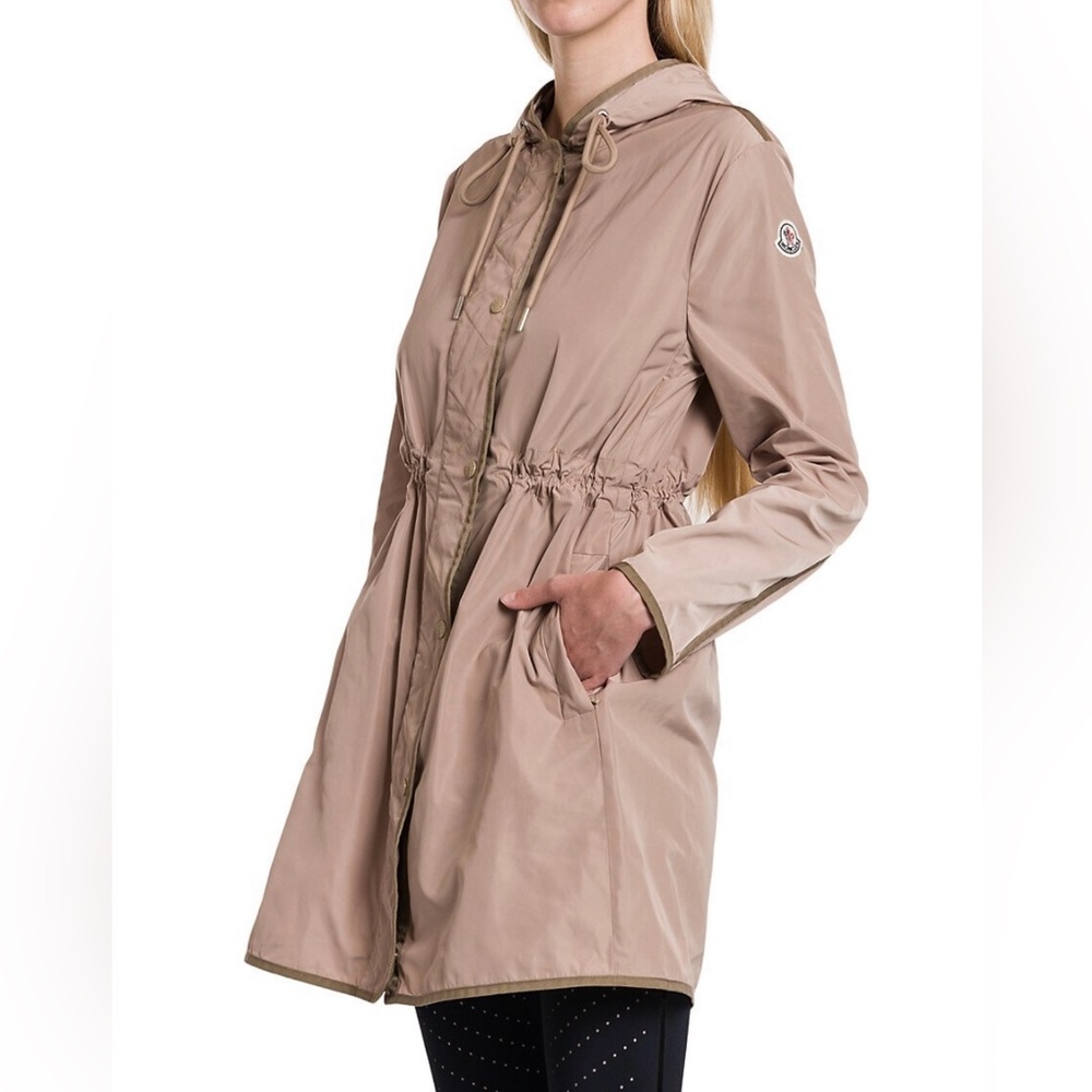 Moncler Lebris Drawstring Long Parka-Beige…